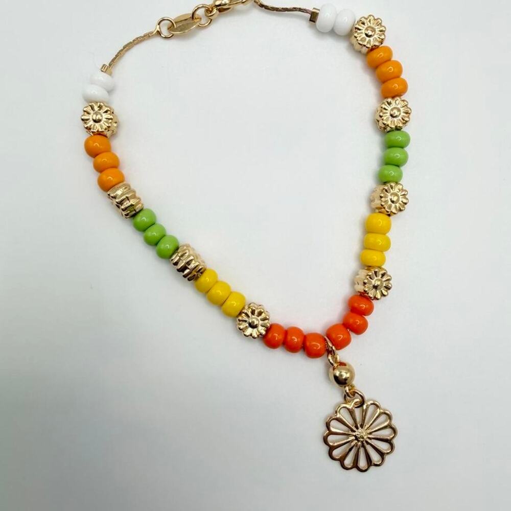 18k gold filled flower charm bracelet